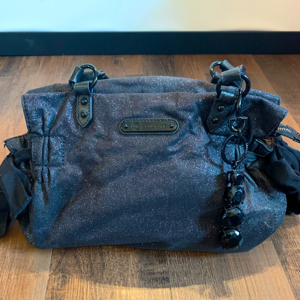 Rare Juicy Couture black glitter shoulder bag bows